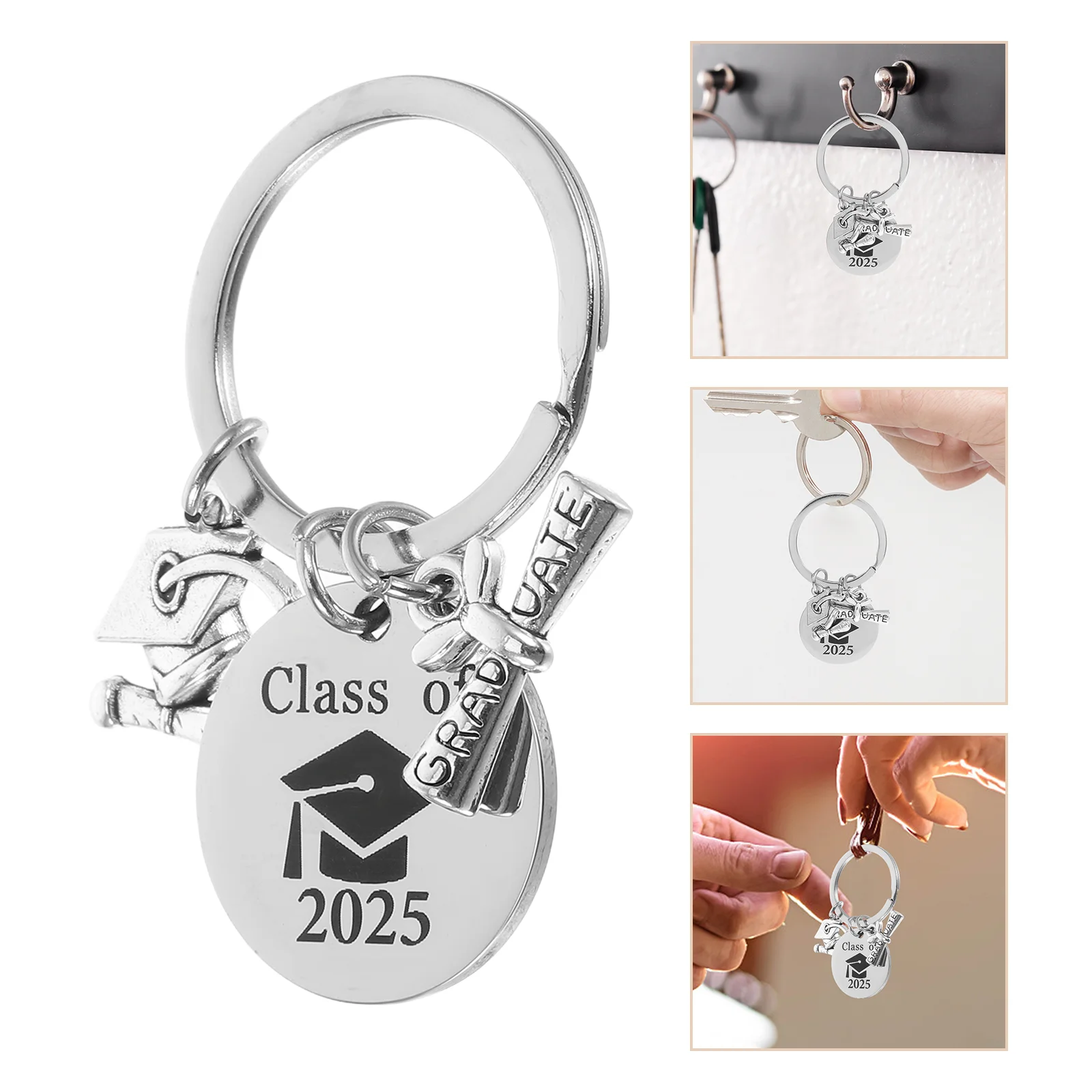 Graduation Jewelry Charm Keychain Keyring Graduate Stainless Steel Bulk 2025 Souvenir Ideas The Gift