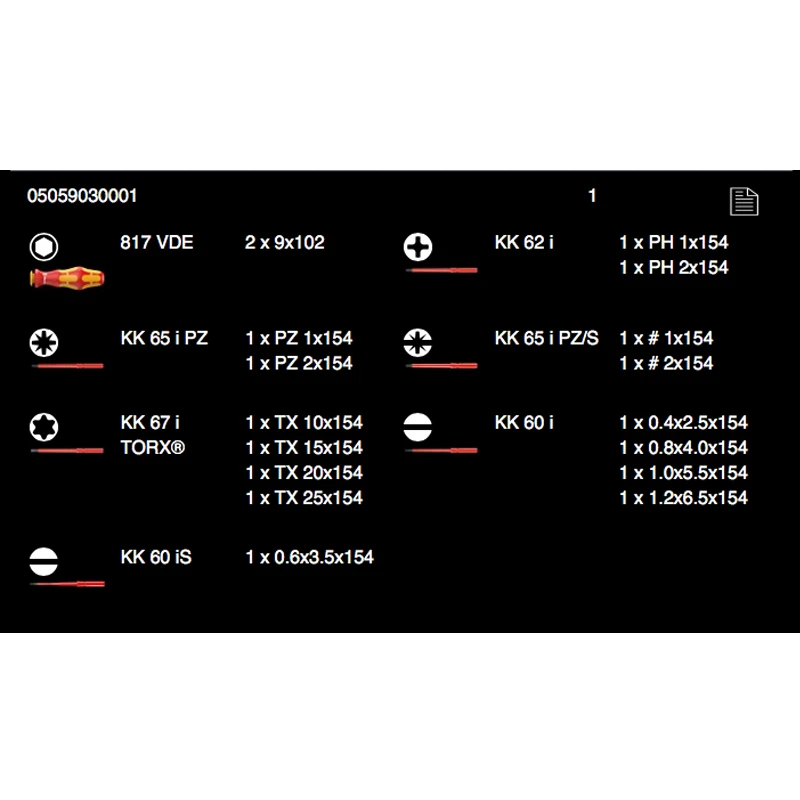 WERA 05059030001 17 Pieces Kraftform Kompakt VDE Insulated Screwdriver Set ‎565 Grams PH/SL/PZ/TORX