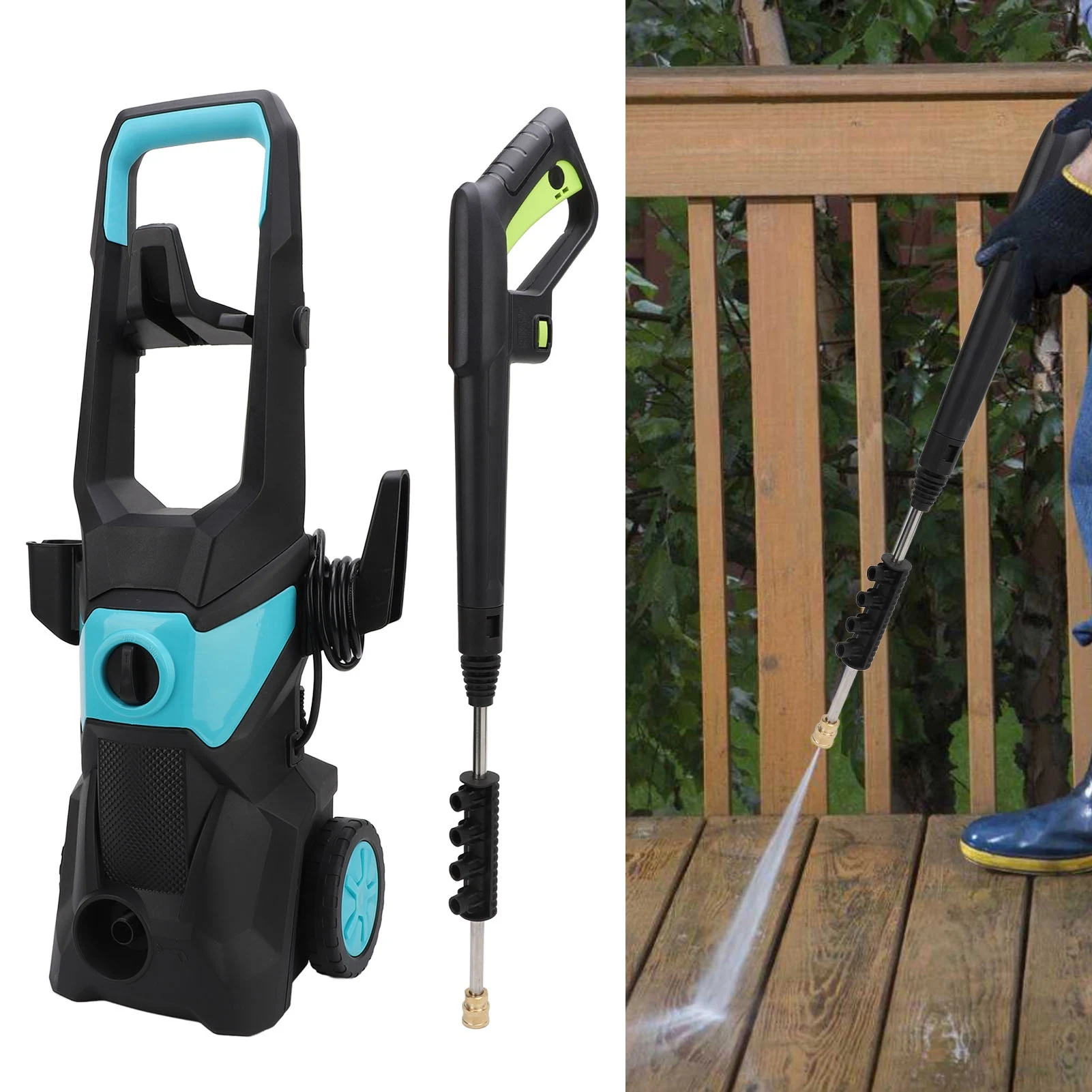 High Power Washer 4000PSI 2.4GPM Compact IPX5 Waterproof 4 Nozzles Electric Pressure Washer Easy Assembly for Car Fence Patio