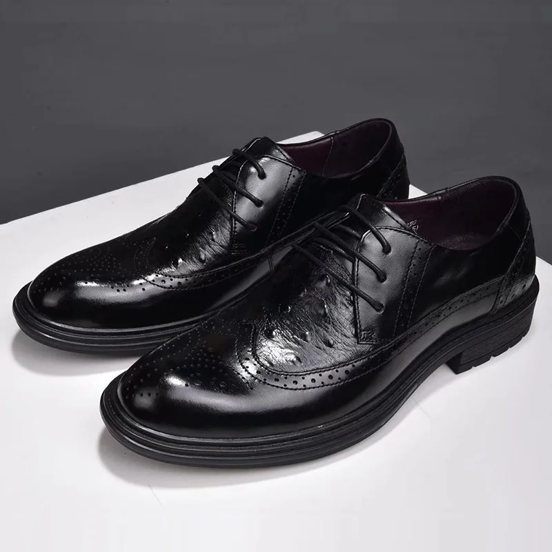 New Men's Flats Shoes Leather The Mens Top Layer Cowhide Business Leather Shoes Business Leather Shoes British Style Men’s Shoes