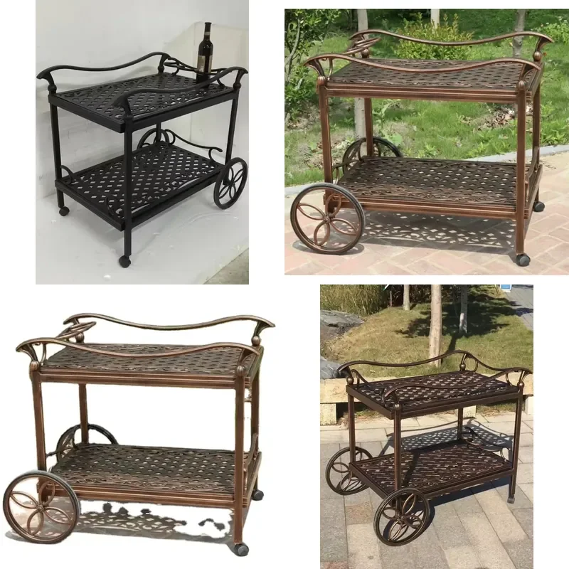 for   factory high end rust proof cast aluminum bar cart outdoor terrace tavern mobile wine and beverage trolley