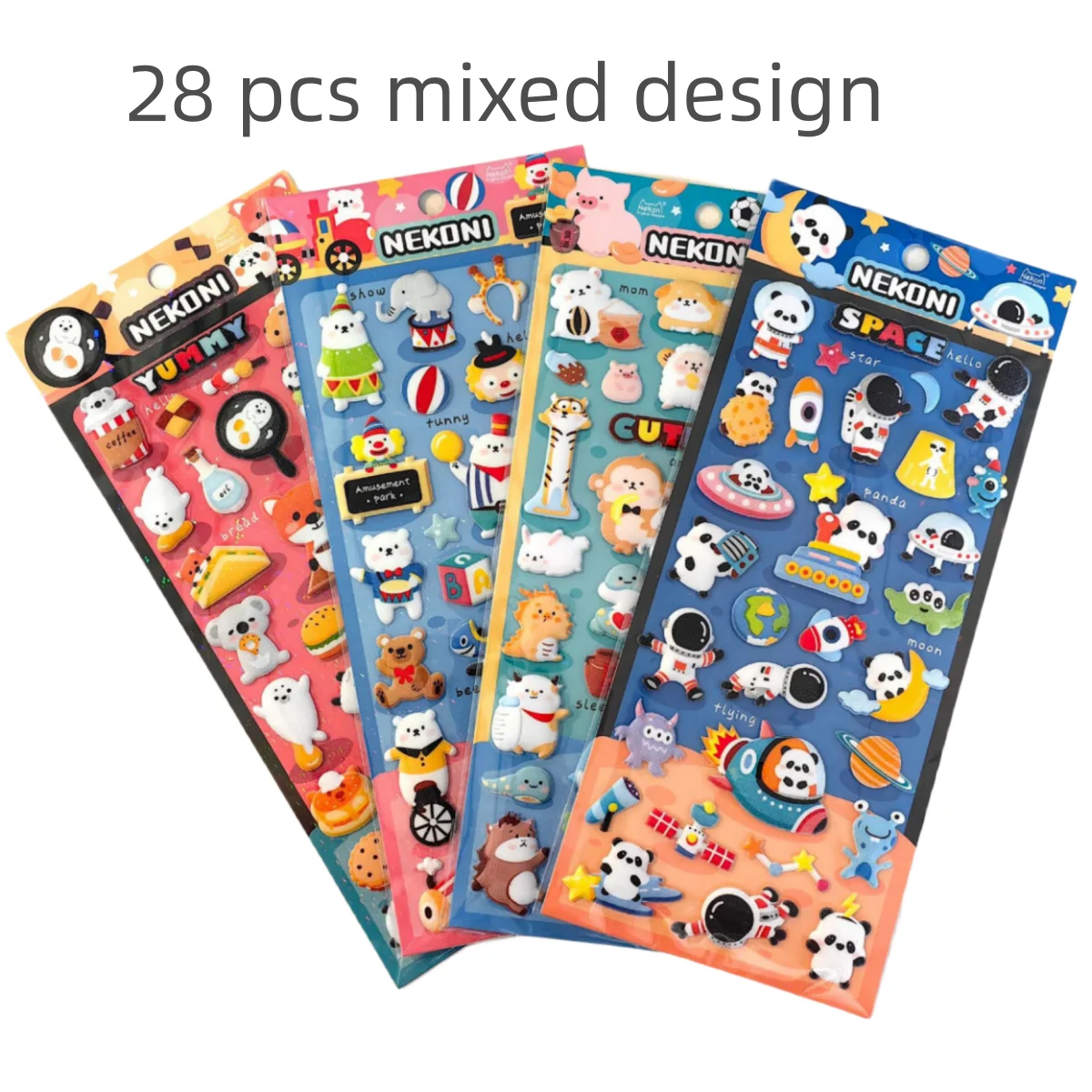 28 pcs/lot Korean Import Original Nekoni Wholesale 3D Puffy Sticker Cartoon Animals Scrapbooking Aesthetic Sticker Stationery