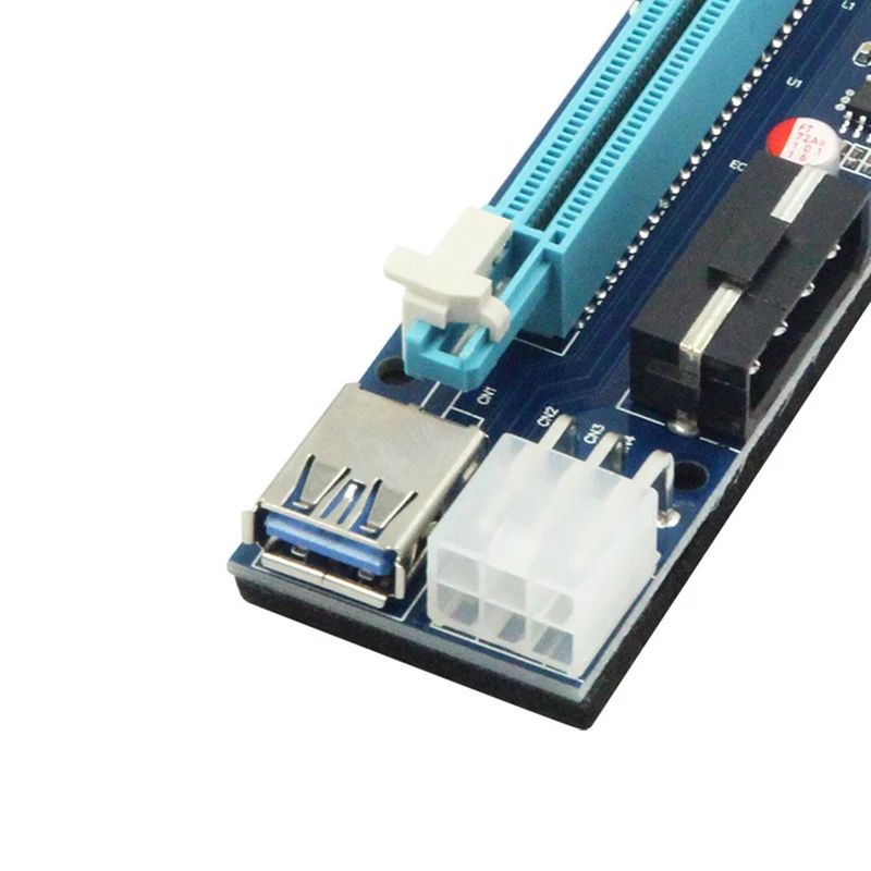 Pci-E 1X to 16X Adapter Card, 4Pin/6Pin Dual for Btc Miner Mining