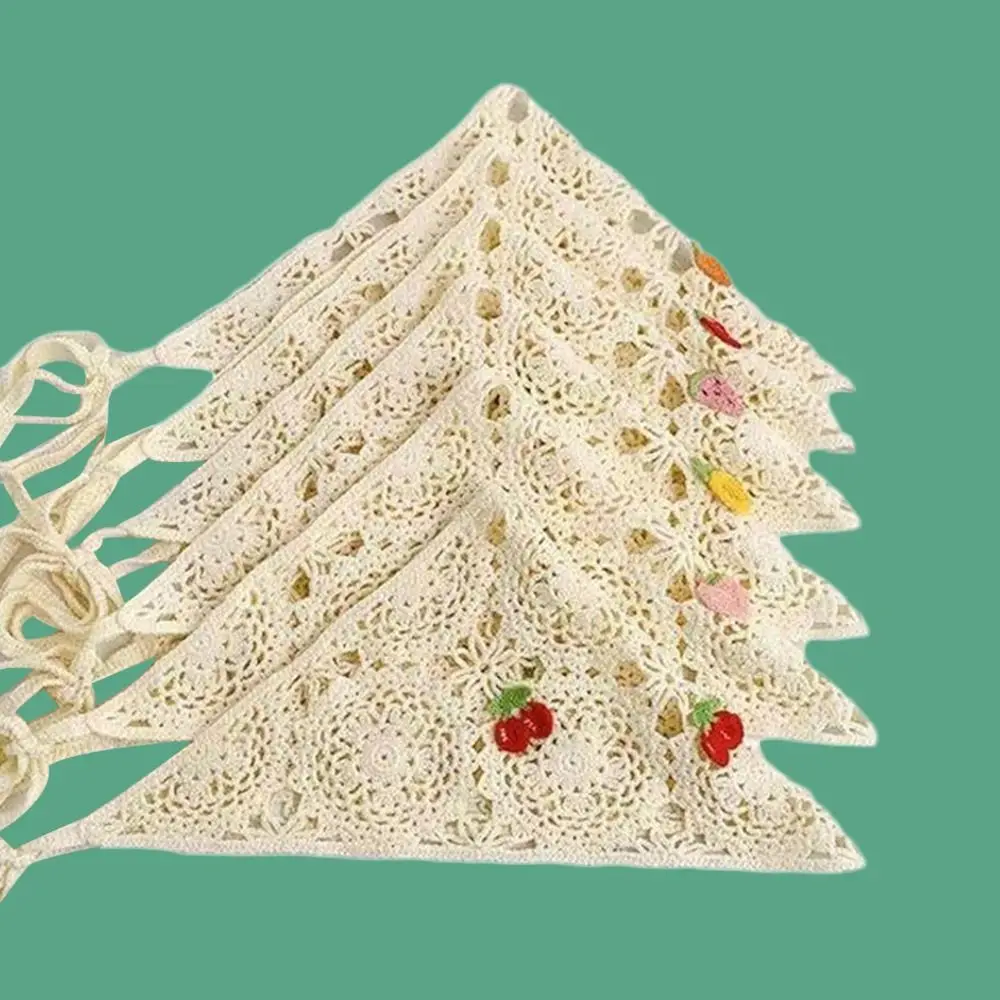 Fashion Cute Headscarf Japanese Retro Weaving Hollow Triangle Scarf Wide Knitting Headbands Women