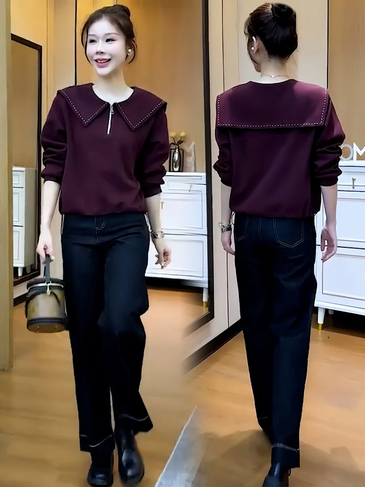 Ele Long Sve Felpa da donna Faion Autunno 2026 Dimagrante Versatile Anti-età Top Unico Sli Coreano Sle