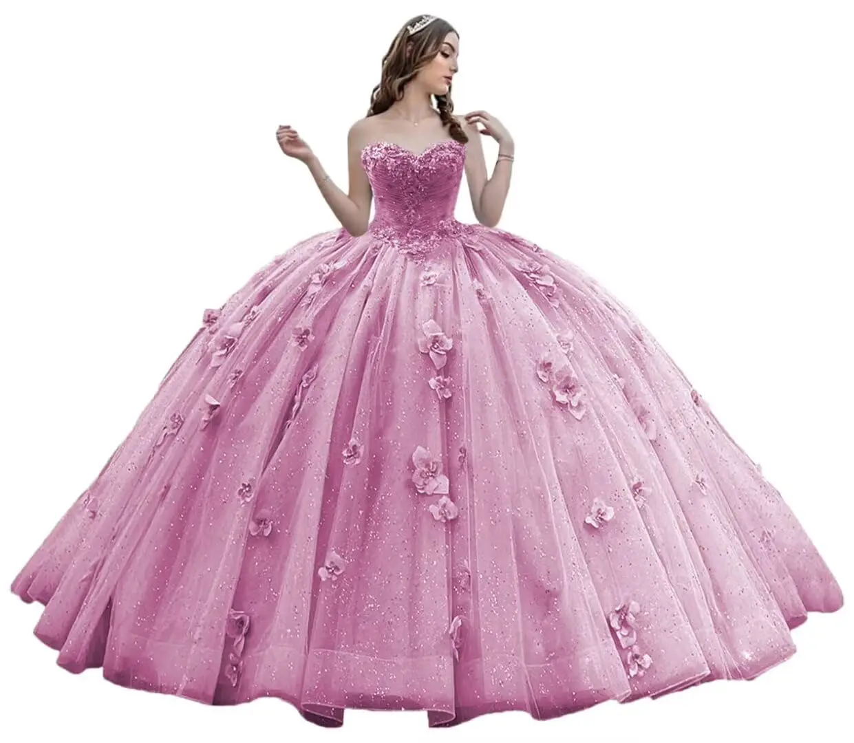 KIVARY Princess Sweetheart Quinceanera платья кружевное бальное платье с цветочным принтом блестящие платья для выпускного вечера из бисера