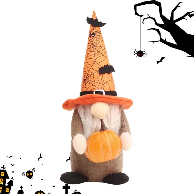 Plush Handmade Halloween Gnomes  Craftsmanship Pumpkin Dwarf Faceless Doll Decor Party Accessory Table room office Decoration