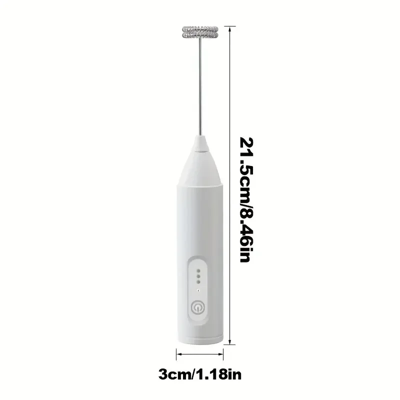 1 handheld mini electric milk mixer, stainless steel USB rechargeable battery, 3 speed settings, portable coffee egg cream mixer