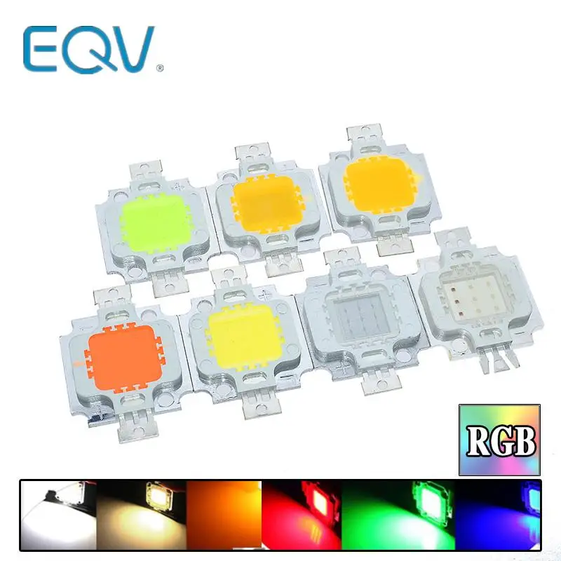 10PCS 10W LED 10W warm white Green RGB Yellow RGB 800-900LM LED Bulb IC SMD Lamp Light Daylight white High Power LED 3000K-3200K