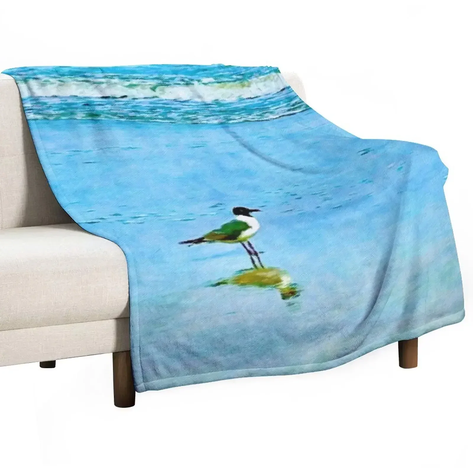 

A Special Gull on the Shore Throw Blanket Soft Breathable Blanket for Night Sleeping