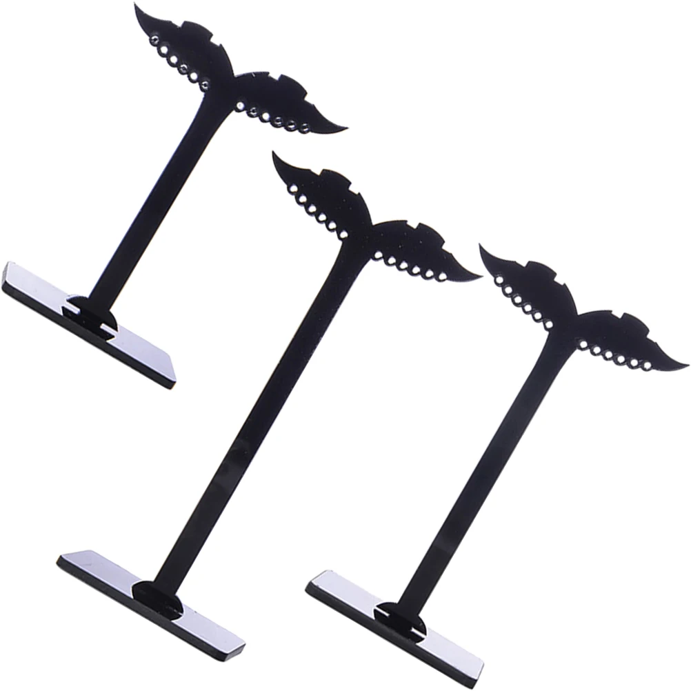 

3 Pcs Acrylic Earrings Rack Organizer Holder Display Stand Earrings Rack Hanger Shape Black Wing Shelf Organizer