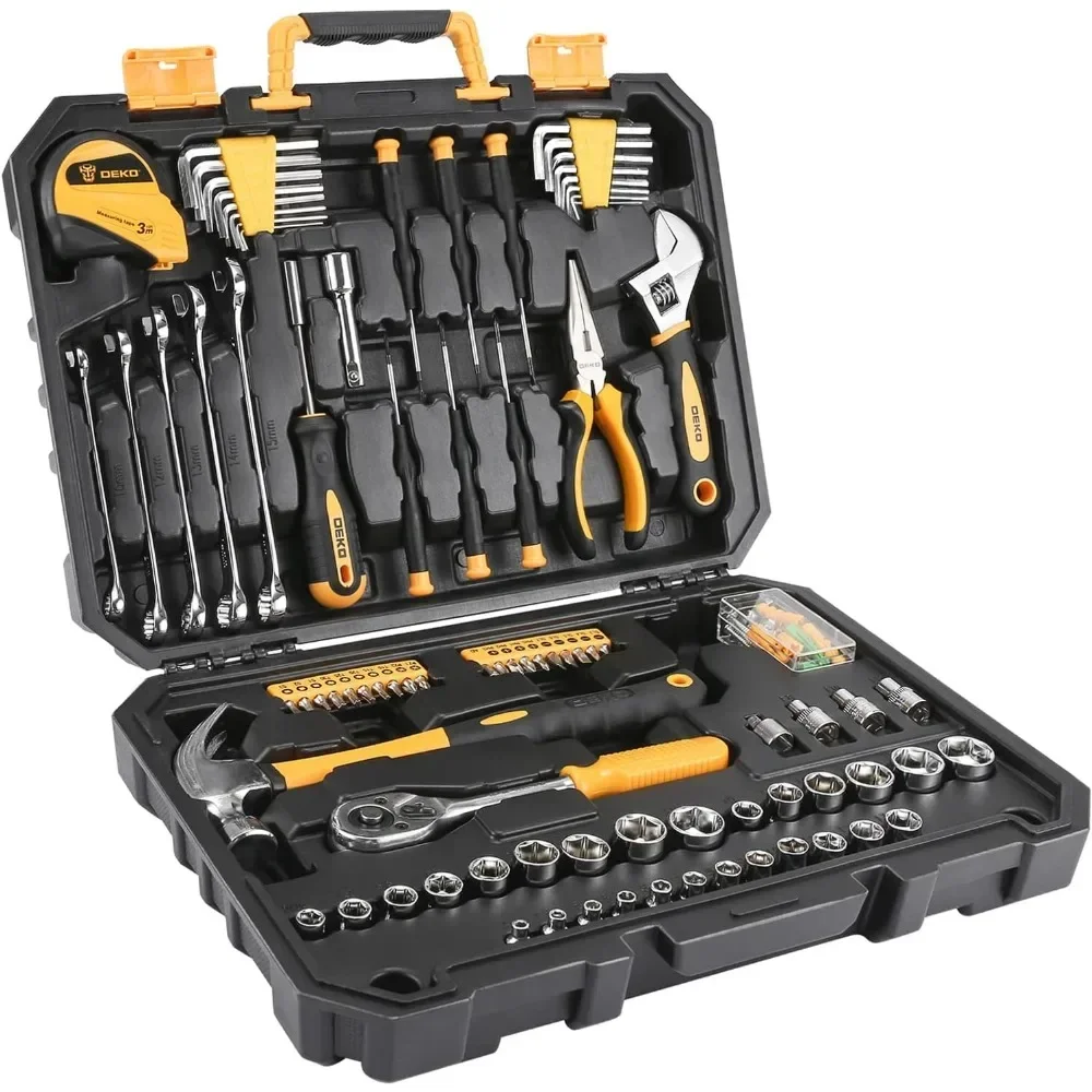 

128 Piece Tool Set-General Household Hand Tool Kit, Auto Repair Tool Set, with Plastic Toolbox Storage Case