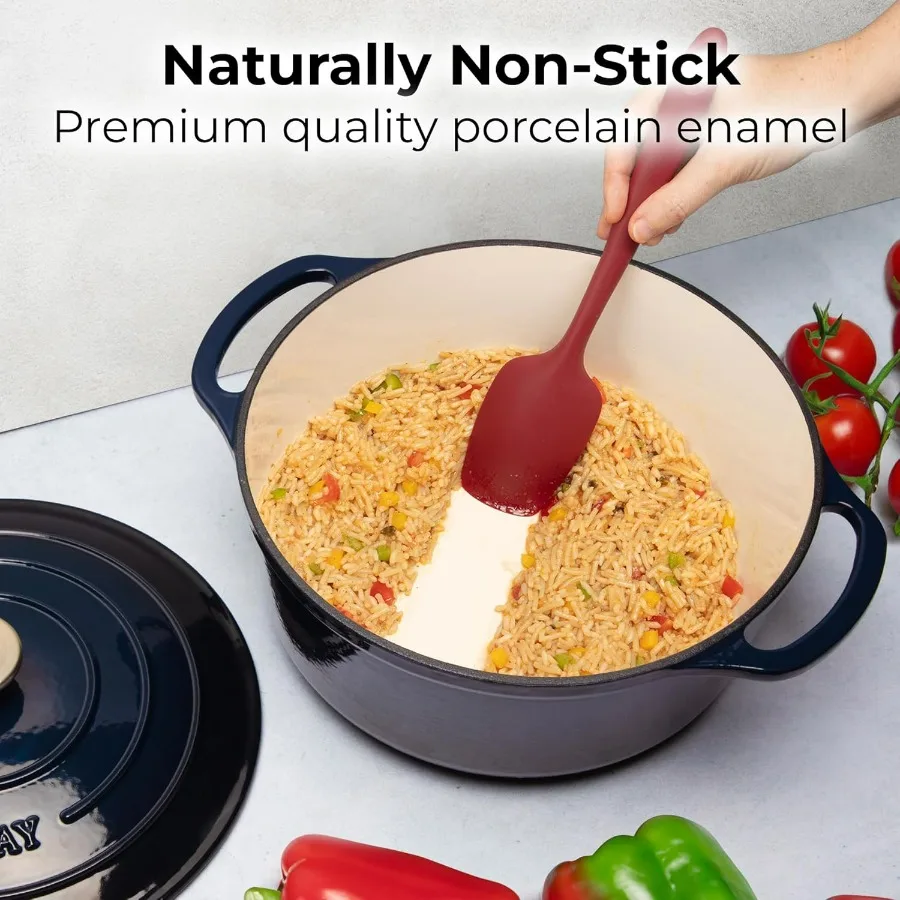 6 Quart Enameled Cast Iron Dutch Oven Pot with Lid – Premium Durability & Oven Safe up to 500°F – Heavy Duty Cookware Perfect fo