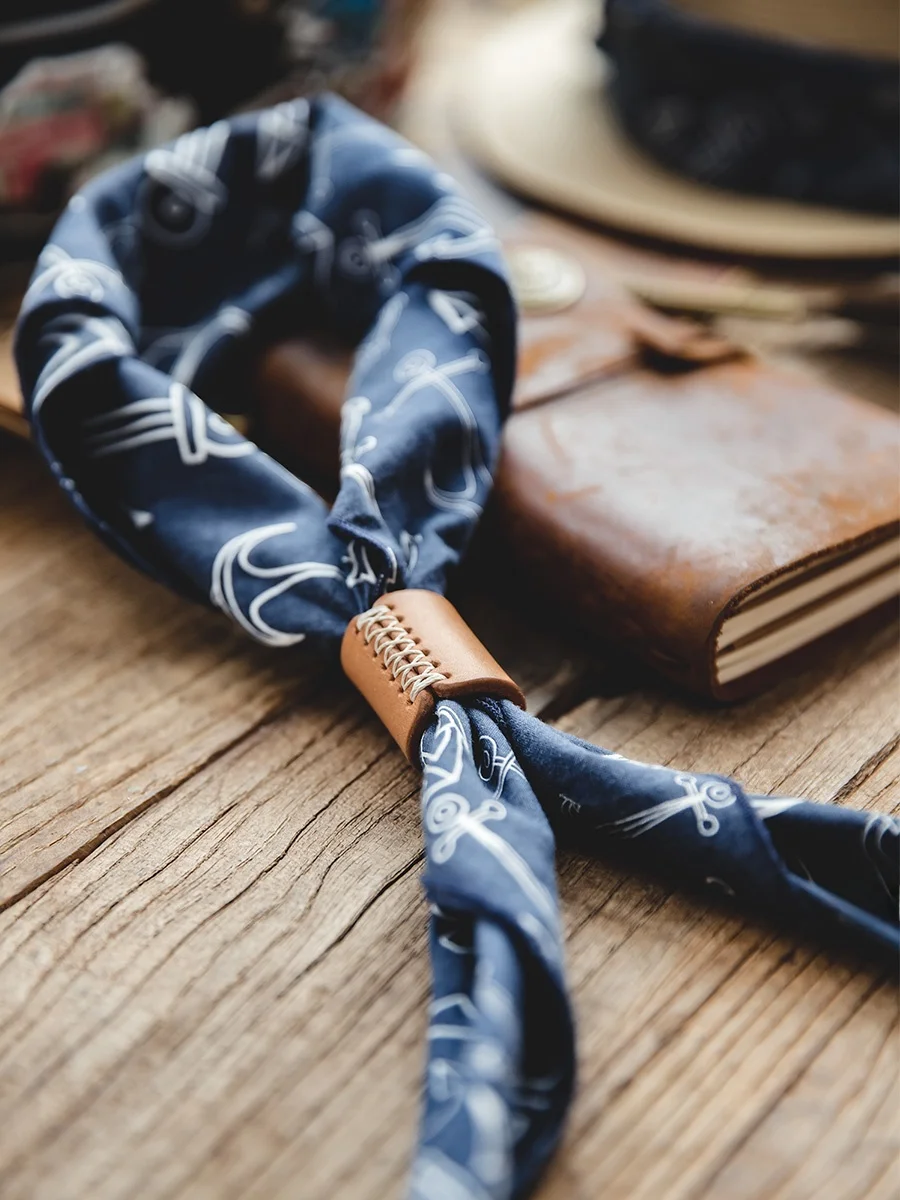 Maden Heren Vintage Ankerprint Hoofddoek Walnoot Bloem Artistieke Netie Vierkante Sjaal Bule Faionable Katoen