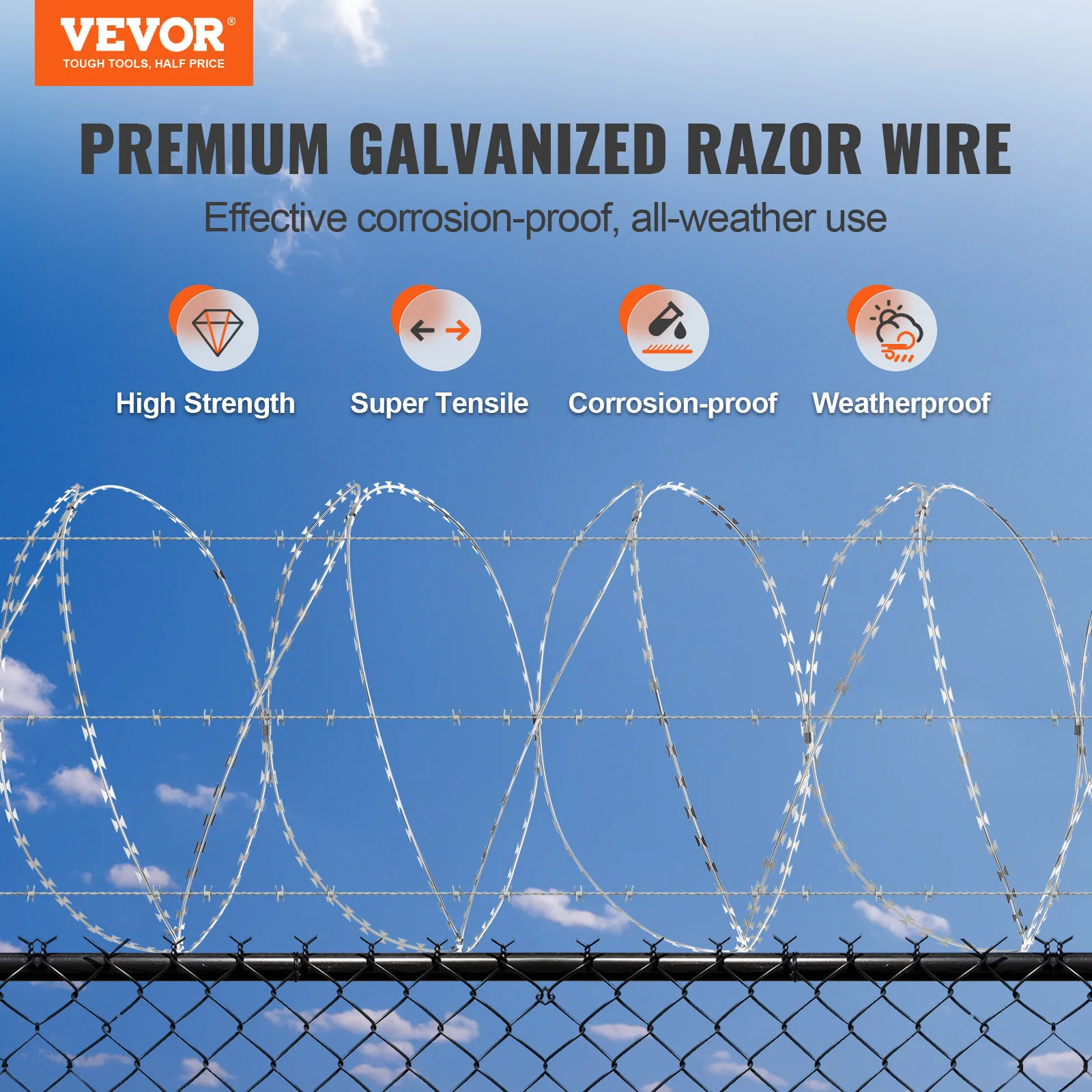 VEVOR Razor Wires  Razor Barbed Wire Razor Wire Fencing Fence Double Spiral Barbed Wire Galvanized Wire Rolls Razor for Garden