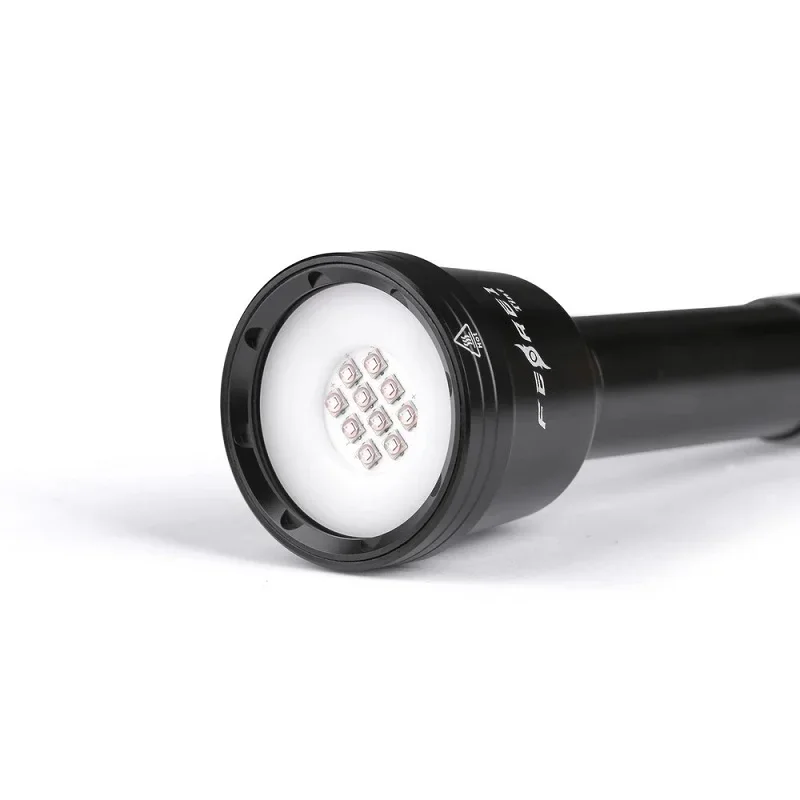 Professional 455nm UV LED Dive Torch 30W IPX8 200M Waterproof Rechargeable Underwater Photography Flashlight with Filter Add-Ons