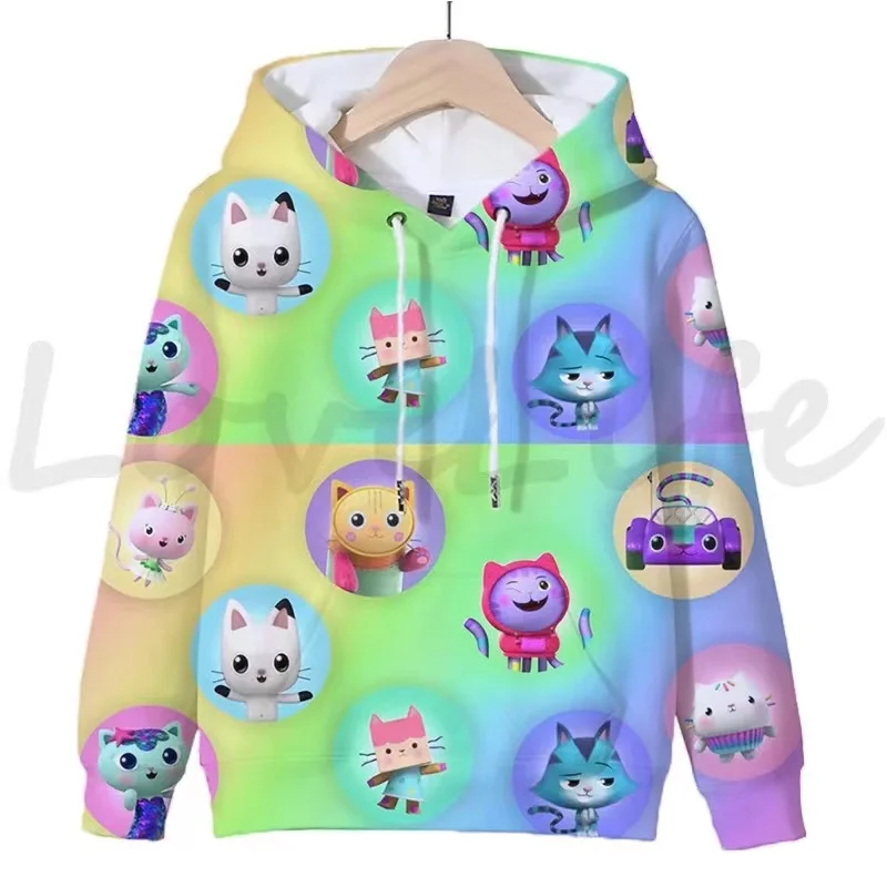 Autumn New Gabbys Dollhouse Hoodie Children\'s Cute Cartoon Print Sports Vibrant  Versatile Girls Pullover Long Sleeve Sweatshirt