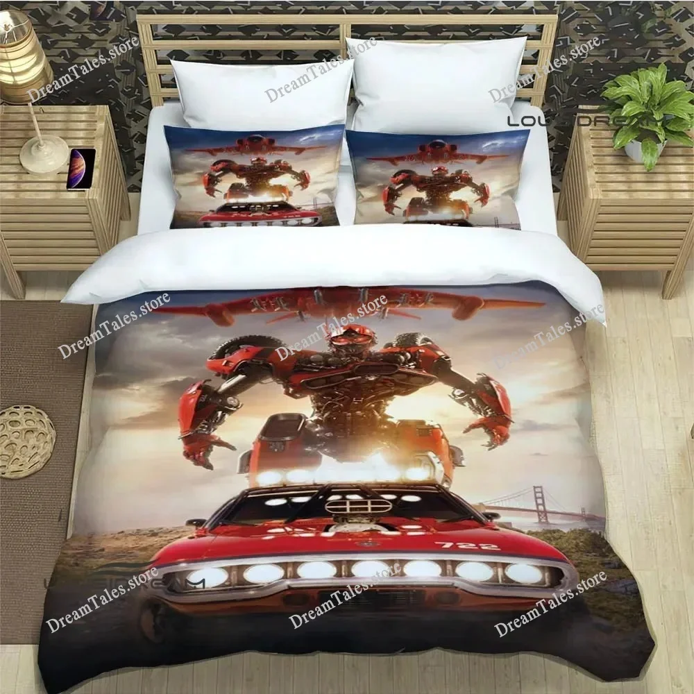 Autobot Deformation Robot Cartoon Bedding Set, 3D Digital Printing Quilt Cover Set Birthday Gift Children's Room Decoration