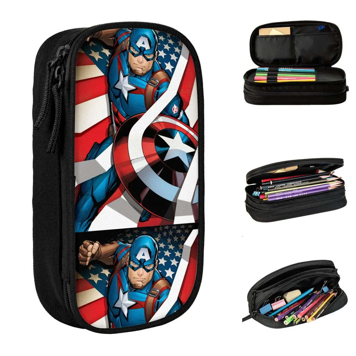 Captain America Pencil Case Creative Pen Bag Girl Boy Big Capacity Students School Gift Pencilcases