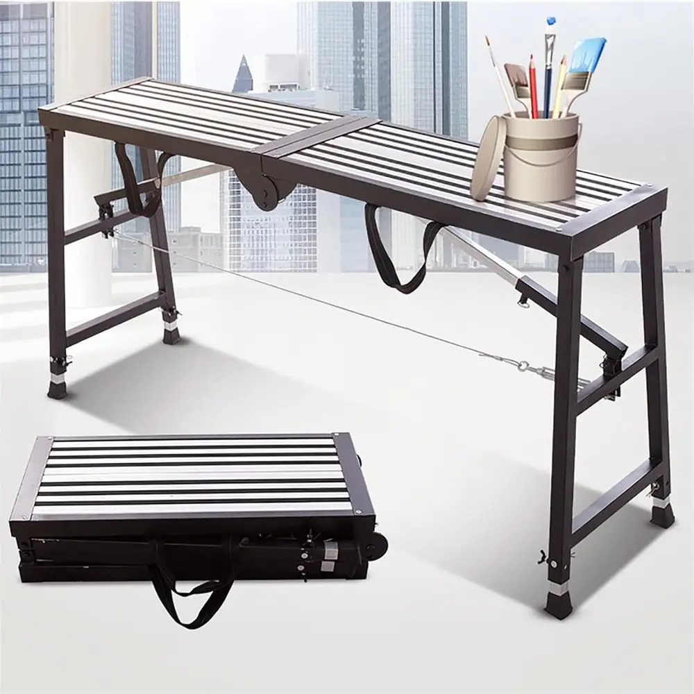 Adjustable Height Work Platform Ladder and Multipurpose Stool for Ceiling Decor and Cleaning Tasks (160cm)