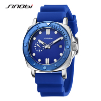 SINOBI Fashion Design Men's Watches Top Brand Rubber Strap Man's Quartz Wristwatches Creative Styles Male Best Gift Clock