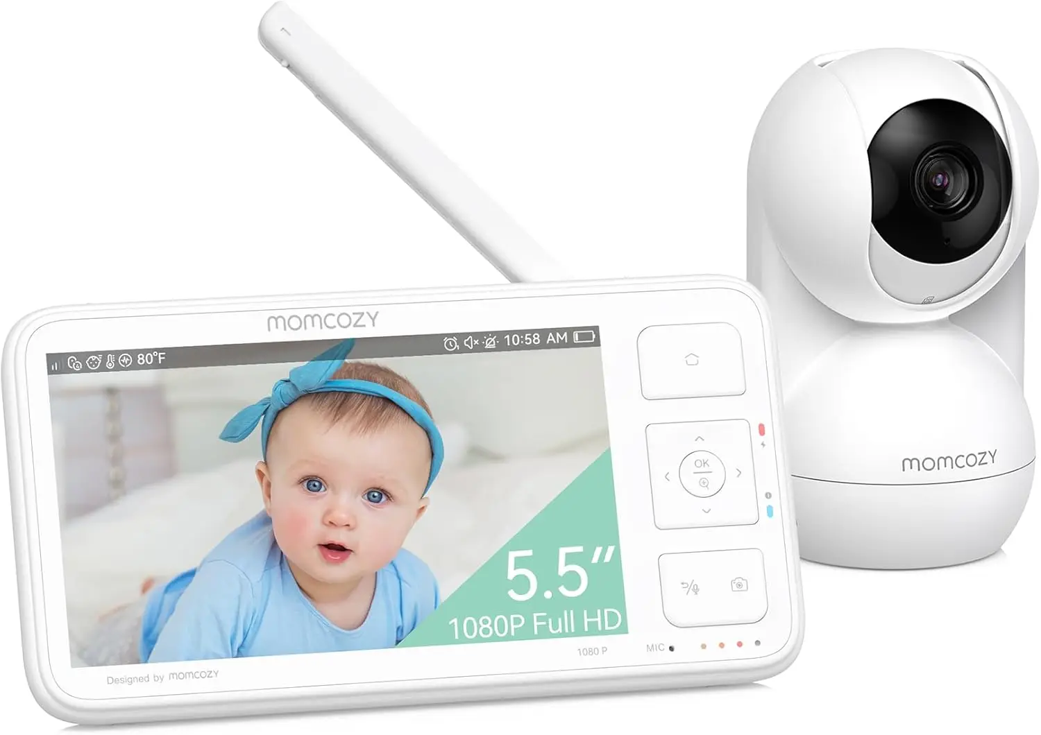 

Видеоняня 5,5 дюйма 1080P с камерой, без Wi-Fi, ночное видение, длительное время работы от батареи, двусторонняя аудиосвязь, локальная запись