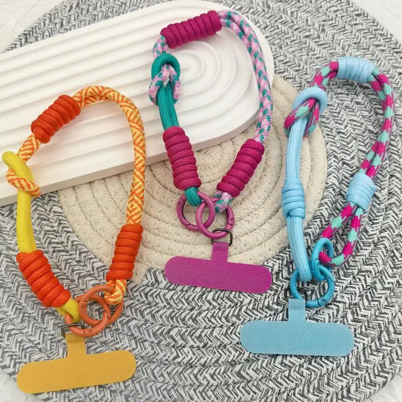 1Pcs Universal Woven Rope Phone Lanyard - Creative Cartoon Wristband with Gorgeous Color, DIY Accessory Pendant