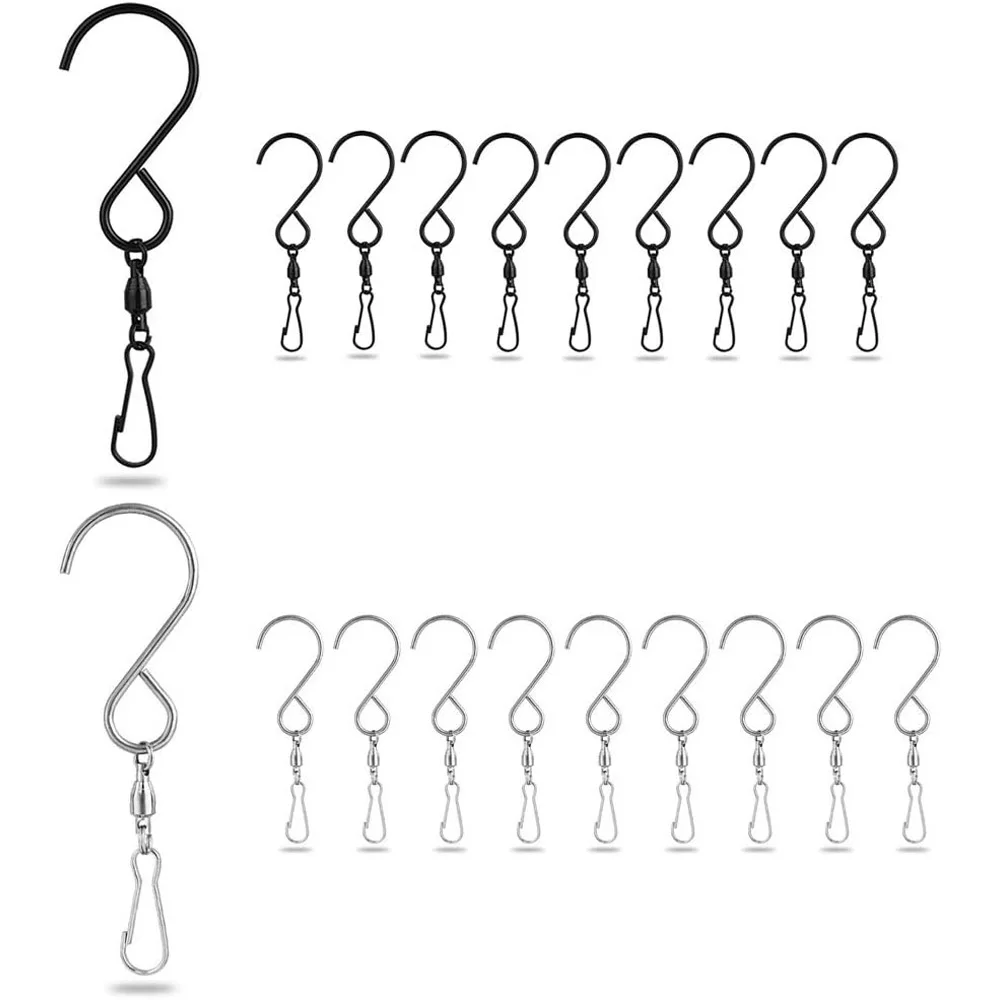 

10 Pcs S Shaped Organization For Wind Chimes Bird Feeder Plants Pot Solar Light Rotating Swivel Hook Hanger Hanging Hook Clip