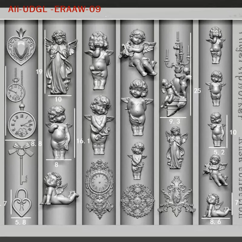 Heart Lock and Angel Clock 3D Nail Art Silicone Mold; Nail Stamping Plates for DIY Manicure Designs