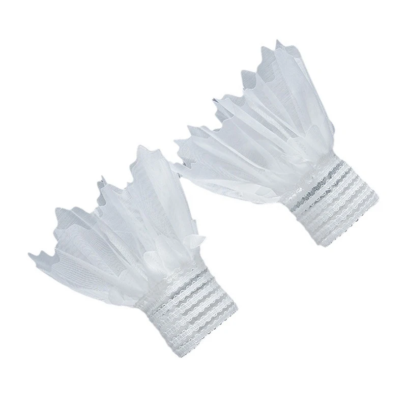 Mancommuniste en dentelle pour nail art, accessoires de photographie, faux manchon plissé, tulle, manucure photo, conseils d'affichage, 1 paire