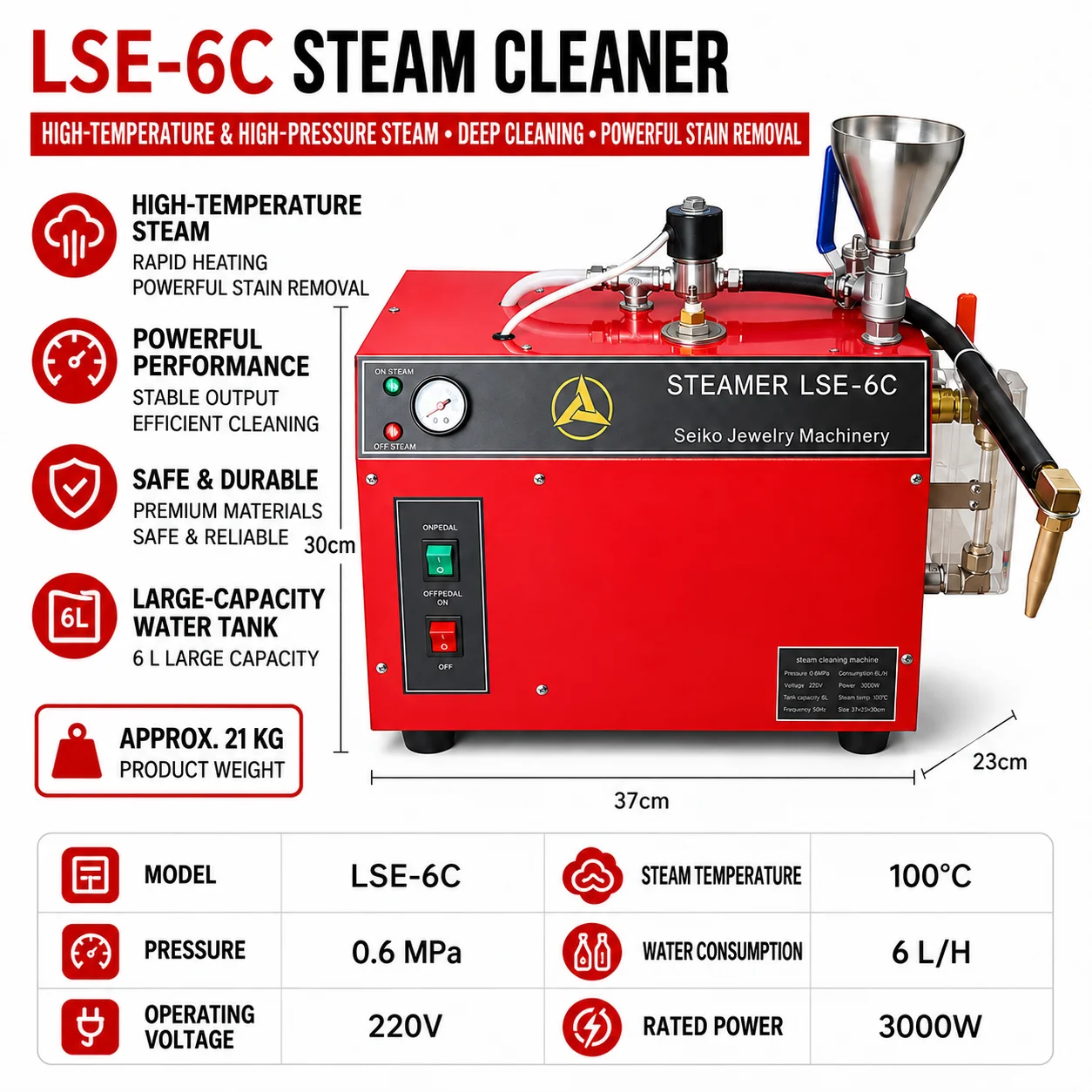3000W Jewelry Tool Equipment 100℃ 0.6Mpa Jewellers Steamer Machine For Jewelry 6L Jewelry Steam Cleaning Machine Steam Cleaner