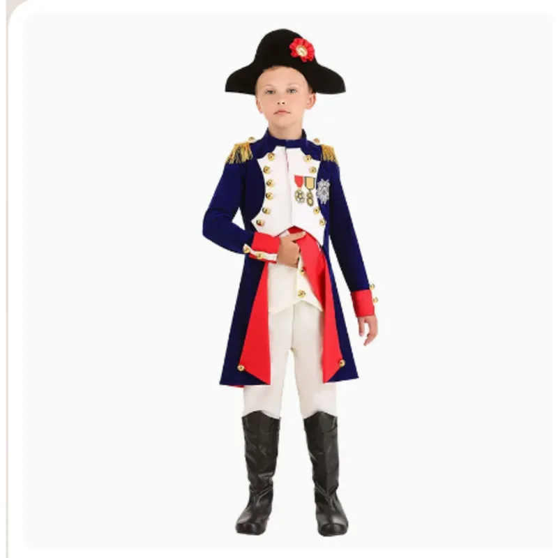 Smoll tamanho trajes de halloween desempenho de palco líder da revolução francesa napoleão vestido cosplay traje