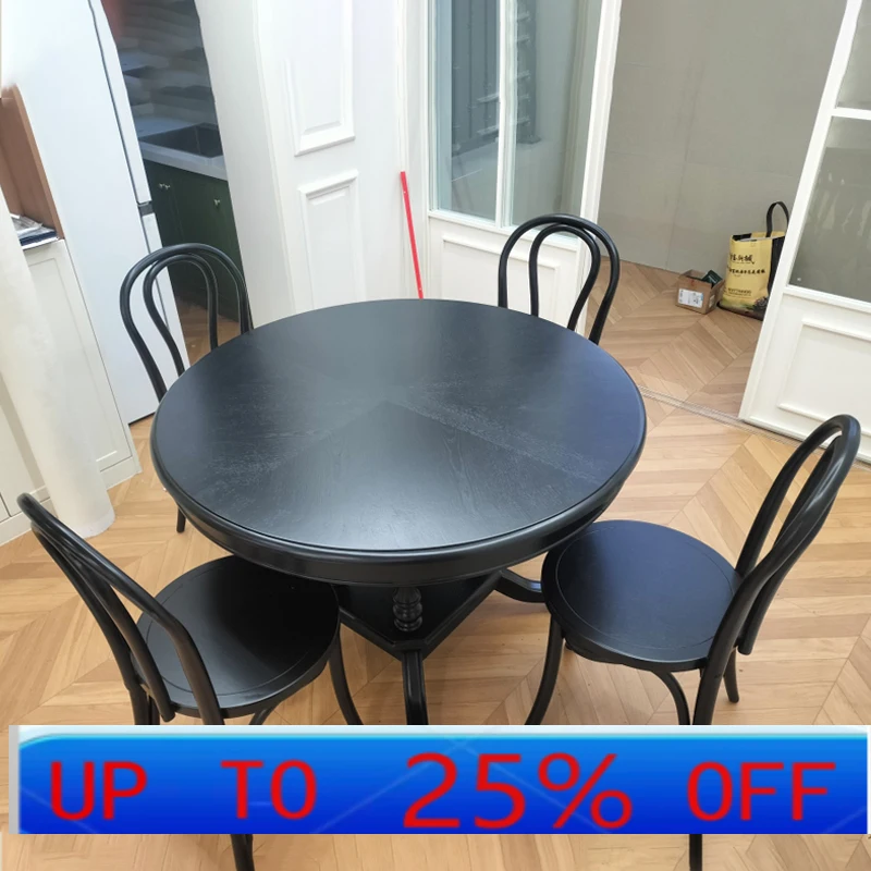 

Ретро-обеденный стол LMM, круглый, в средневековом стиле, из массива дерева, раздвижной