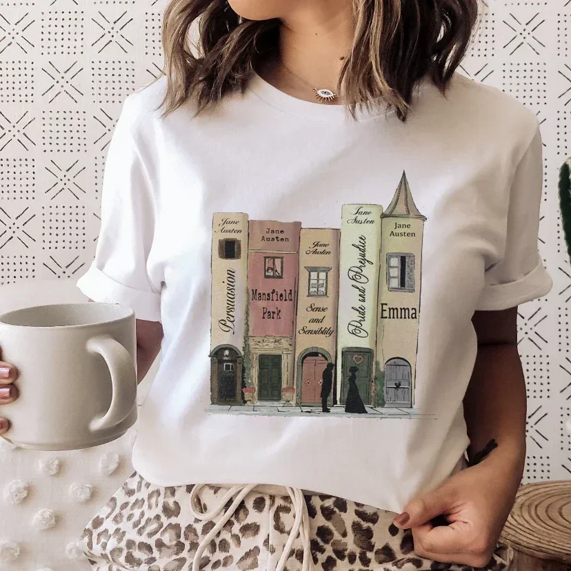 Książki Koty Tarot Vintage Koszulka Moda T-shirty Nowe Damskie Letnie Koszulki Top Damski Nadruk Odzież Damska Krótki Rękaw Graficzny T-Shirt