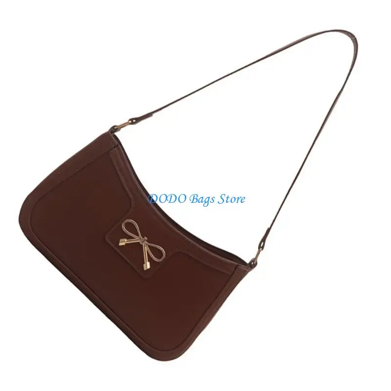 

E8FB Women Bag Simple Underarm Bag Lovely Bows Armpit Bag Shopping Dating Bag Fashion Handbag Autumn Winter Shoulder Bag