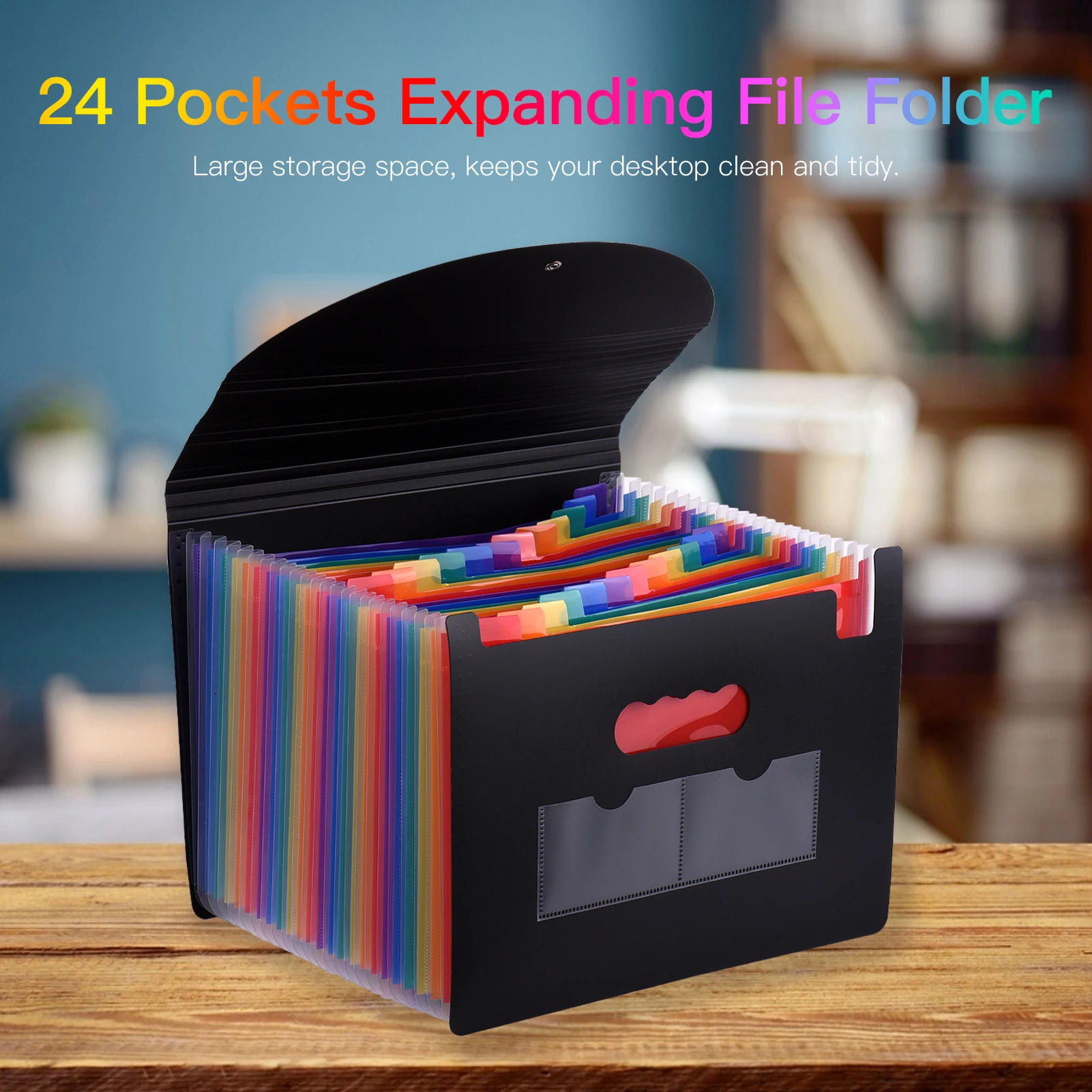 24 Pockets Expanding File Folder with Cover Accordian File Organizer Document Organizer Rainbow Color for Home Office School