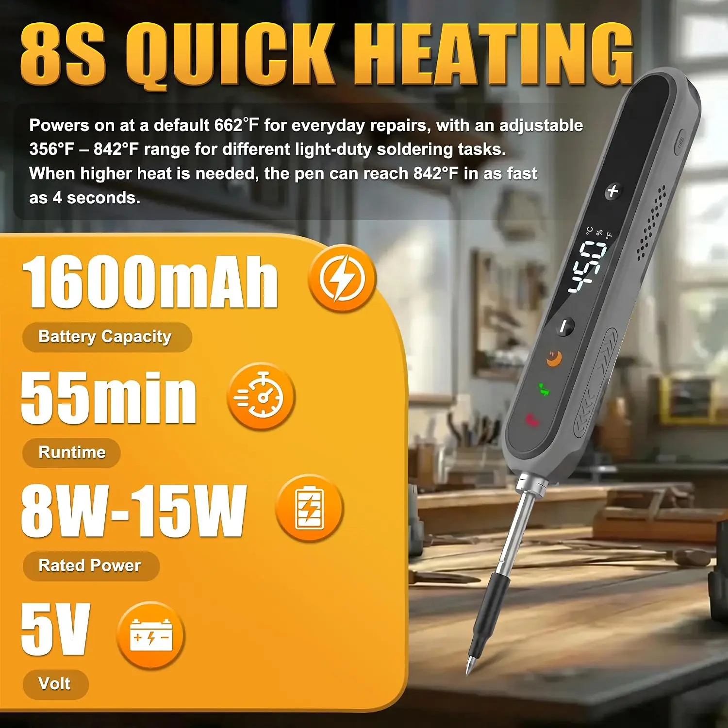 DC 5V Mini USB Type-C Soldering Iron Set Digital Electric Soldering Iron Adjustable Temperature DIY Heating Repair Welding Tool