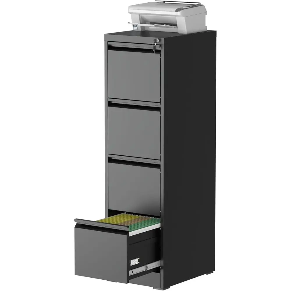 4 Drawer Cabinet with Lock, Cabinet, Steel Veal iling, Heavy Duty File Storage Cabinet for Legal/Letter/A4 Documents, Easy to As
