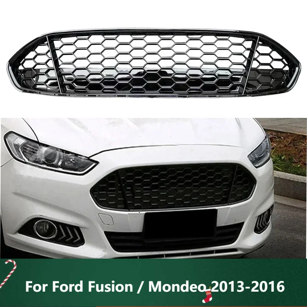 New！For Ford Fusion / Mondeo 2013 2014 2015 2016 Mesh Center Racing Grills Honeycomb Mesh Car Front Bumper Radiator Grille