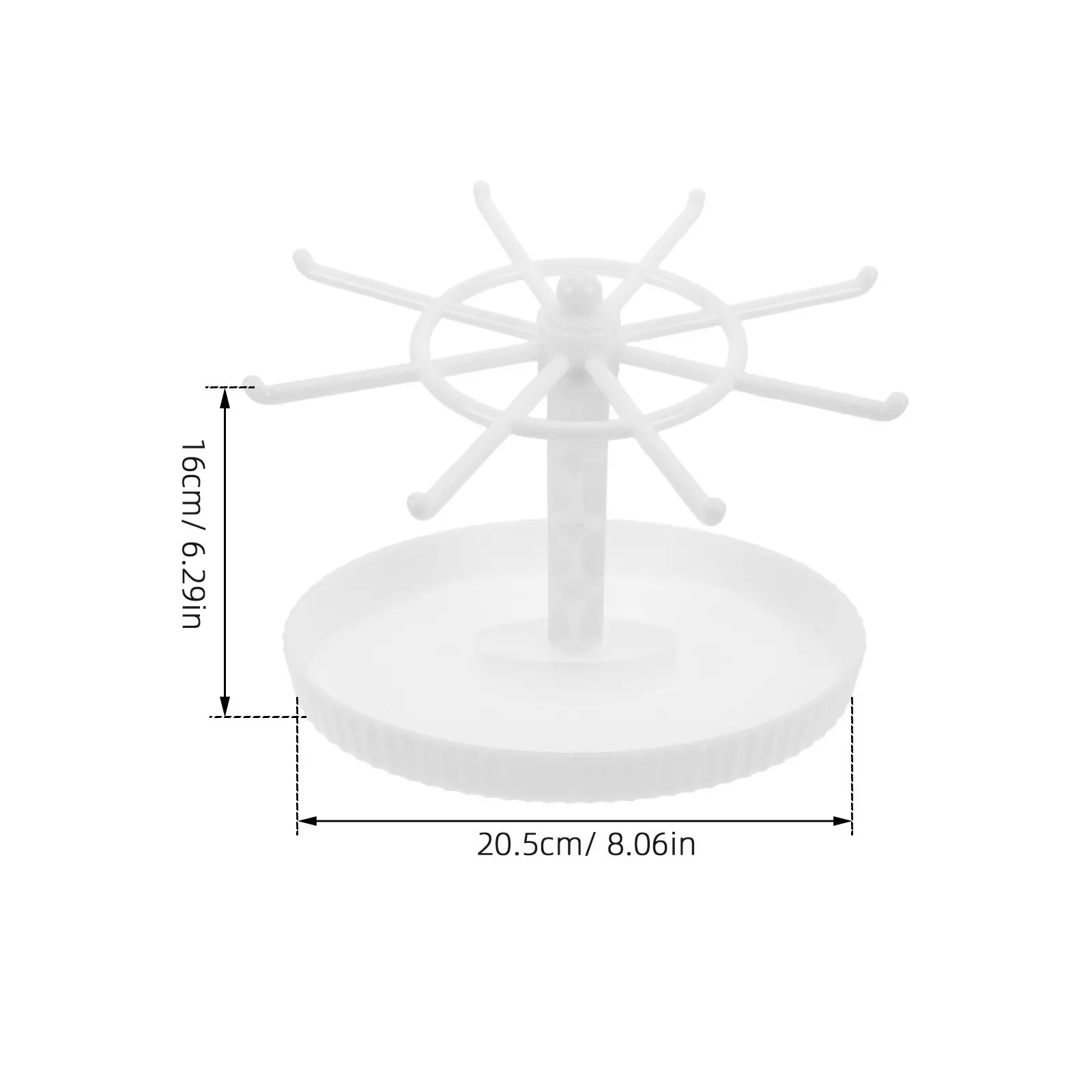 Rotating Jewelry Display Stand White Metal Hooks Desktop Organizer Necklace Bracelets Earrings Keychain Storage Rack for Home