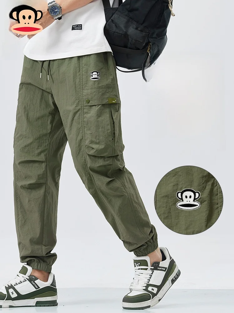 

Мужские летние брюки Paul Frank Quick Dry Work Trousers в американском ретро-стиле, свободного кроя, с манжетами, повседневные, в стиле парашютиста, с завышенной талией, модель Harlan