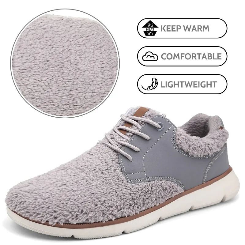

Men's Winter Flat Cotton Shoes Soft Anti-Slip Sports Casual Shoes Warm Fleece Lined Comfortable Lightweight Thermal Sneakers