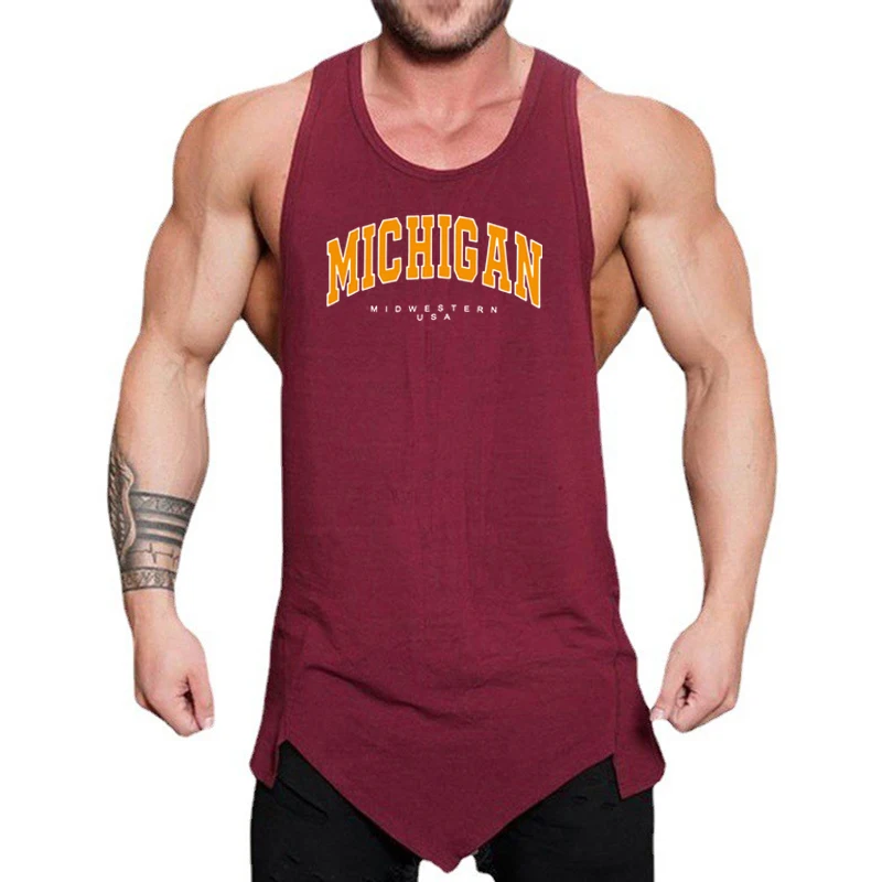 Мужская Спортивная Хлопковая Футболка С Принтом Мичигана, Среднего Запада США