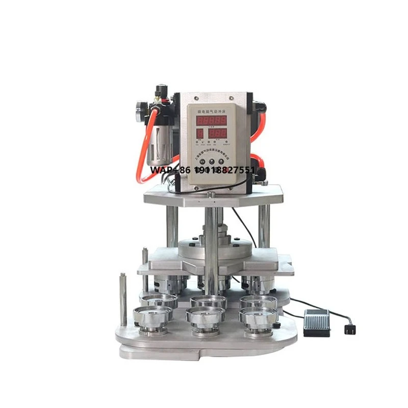 6 in 1 25 32 37 44 50 56 58 75mm Round Metal Pneumatic Automatic Button Badge Making Machine Badge Maker