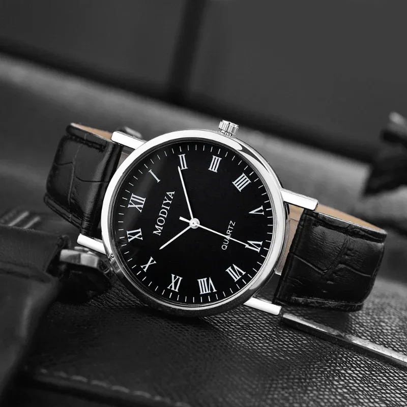 Men's Luxury Leather Strap Quartz Watch - alternate angle