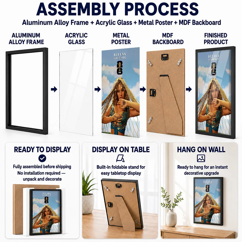 Ella Illuminate Album Portrait Metal Poster With Aluminum Alloy Frame Personalized Photographic Wall Art For Listening Lounge