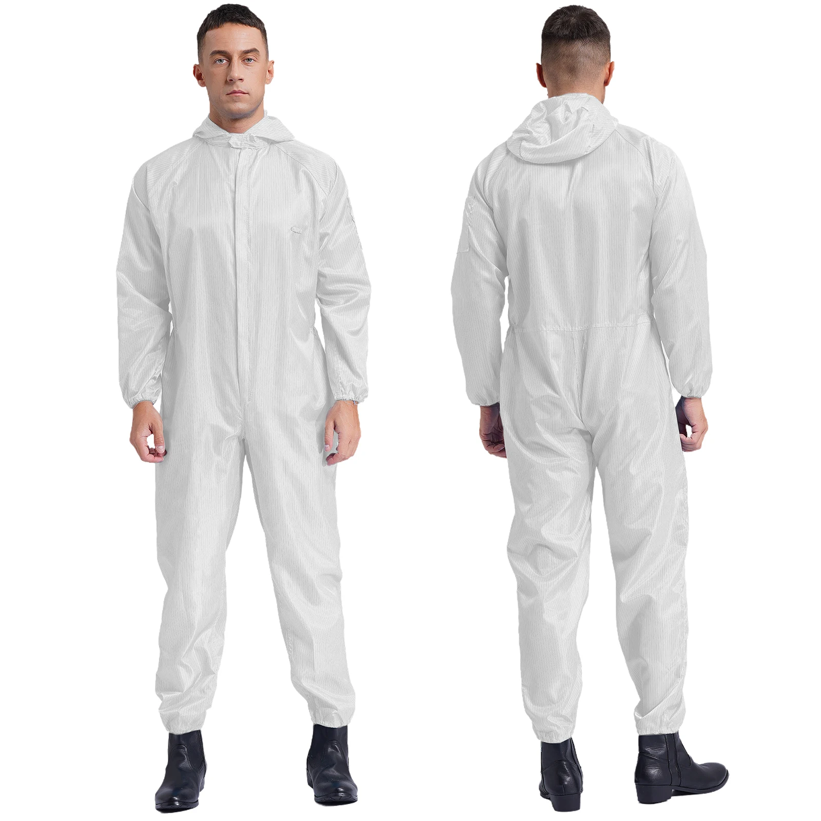 Adult Anti-Static Hooded Coverall Long Sleeve Dust-proof Overalls Labor Jumpsuit Lab Spray Paint Maintenance Workshop Uniform