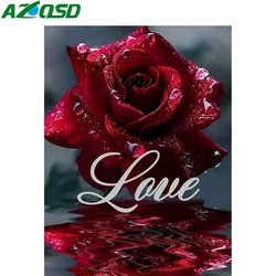 AZQSD Diamond Painting 5d Rose Flower Mosaic Diy Needlework Embroidery New Arrivals Love Floral Gift Rhinestones Home Decor