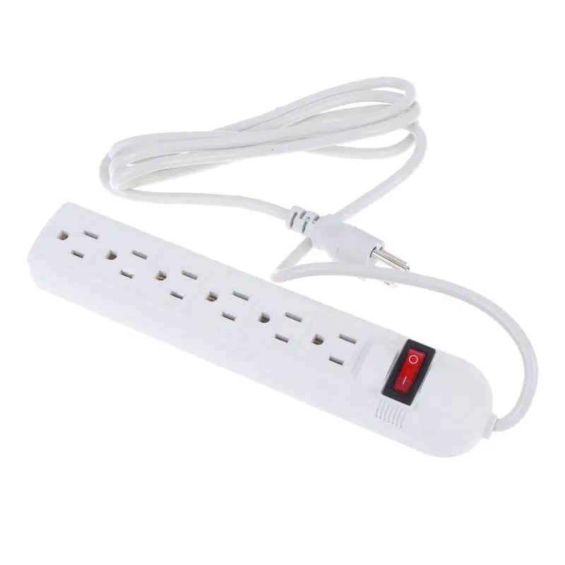 US Power Strip 6 Outlet 2M Surge Protected Extension Cord On Off Switch Safe Socket For Home Office Dorm Electronic Charging