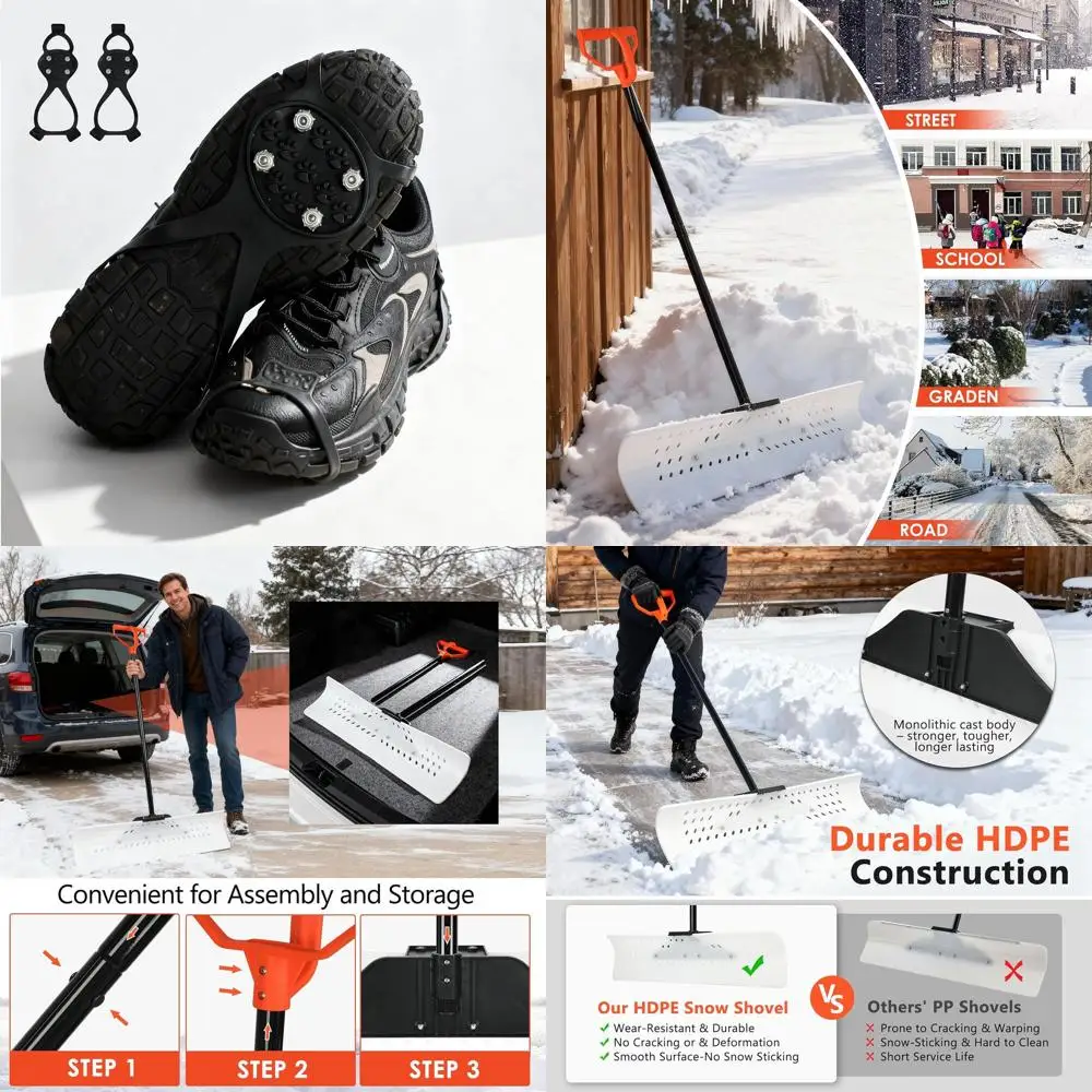 

Эргономичная 36-широкая лопата для снега с полилезненным лезвием для эффективного удаления подъездной дороги и тротуара, быстроразъемная ручка
